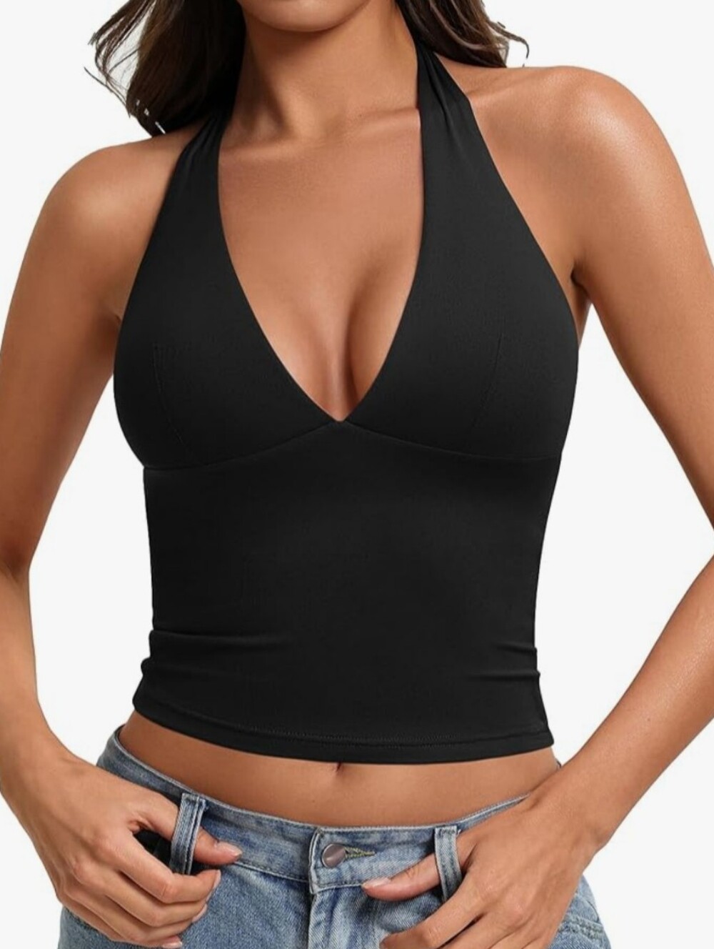 Black Corset Halter Crop Top